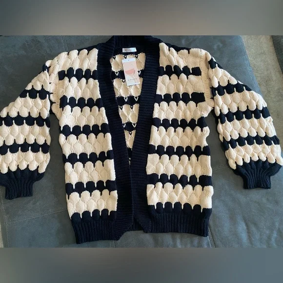 KIRUNDO Cardigan Chunky Lantern Sleeve Open Front NWT SM - Picture 3 of 10